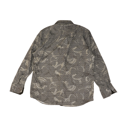 Black Print Long Sleeve Button Down