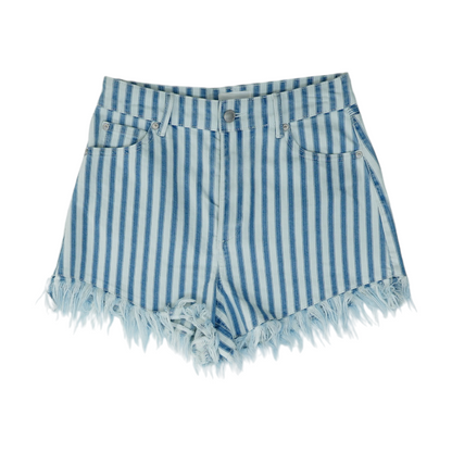 White Striped Denim Shorts