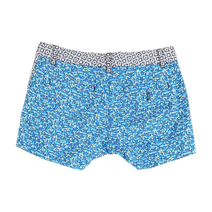Blue Floral Denim Shorts