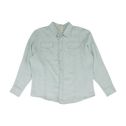 Gray Solid Long Sleeve Button Down
