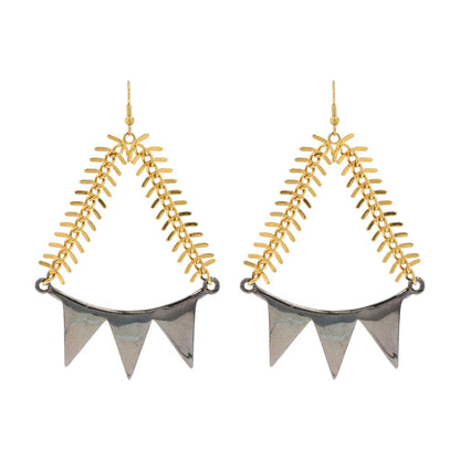 Gold Tone And Silver Tone Spiked Dangle Earrings