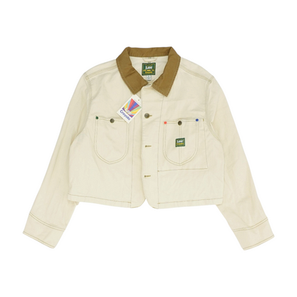 Beige Color Block Denim Jacket