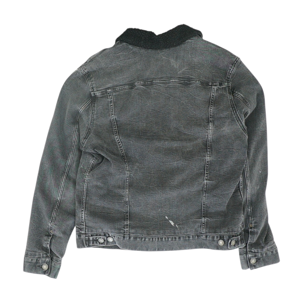 Gray Solid Denim Jacket