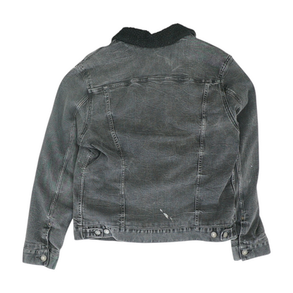 Gray Solid Denim Jacket