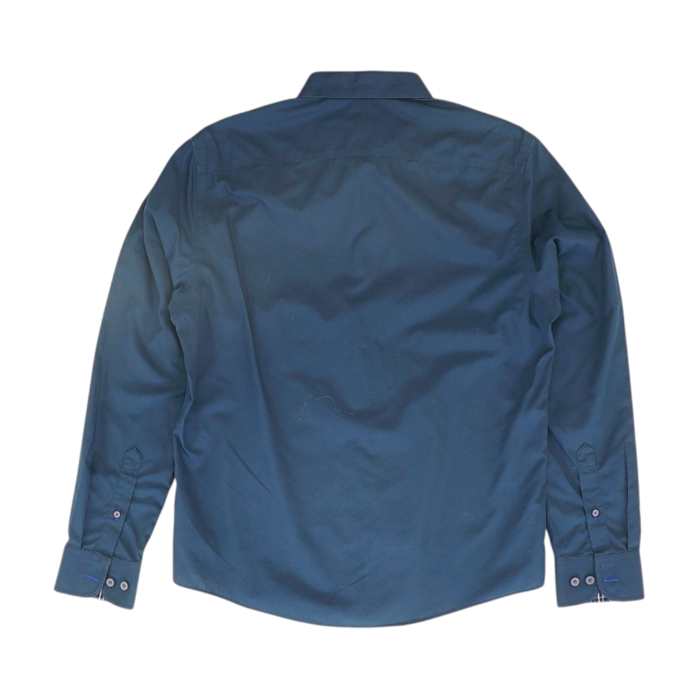 Navy Solid Long Sleeve Button Down