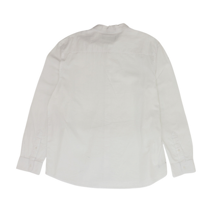 White Solid Long Sleeve Button Down