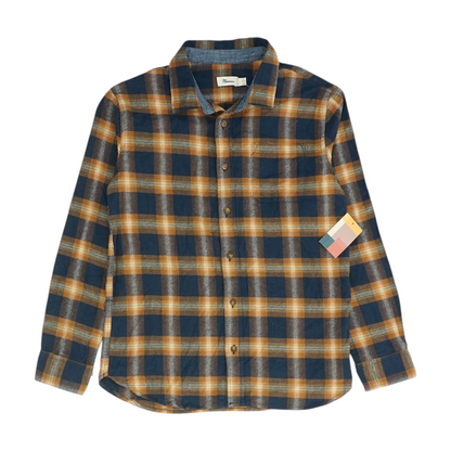 Navy Plaid Flannel Button Down