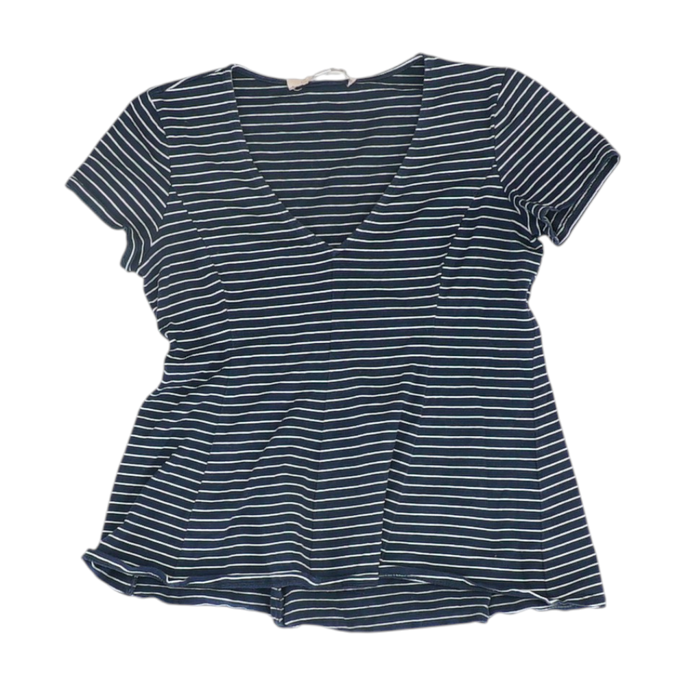 Navy Petite Striped Blouse
