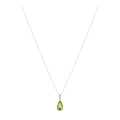 1 1/4 ctw 10K White Gold Peridot Pendant Necklace