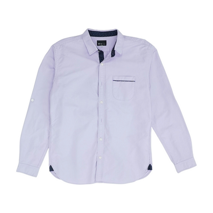 Purple Solid Long Sleeve Button Down