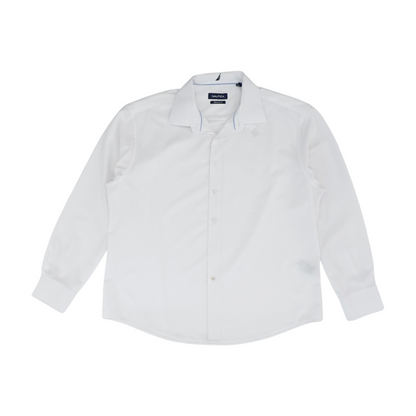 White Solid Long Sleeve Button Down