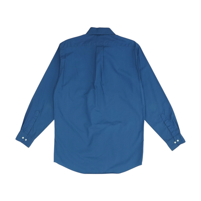 Blue Solid Long Sleeve Button Down