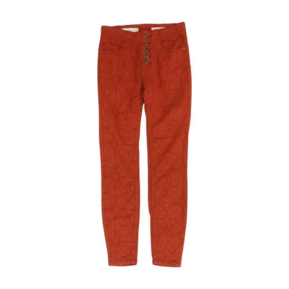 Red Floral High Rise Skinny Leg Jeans