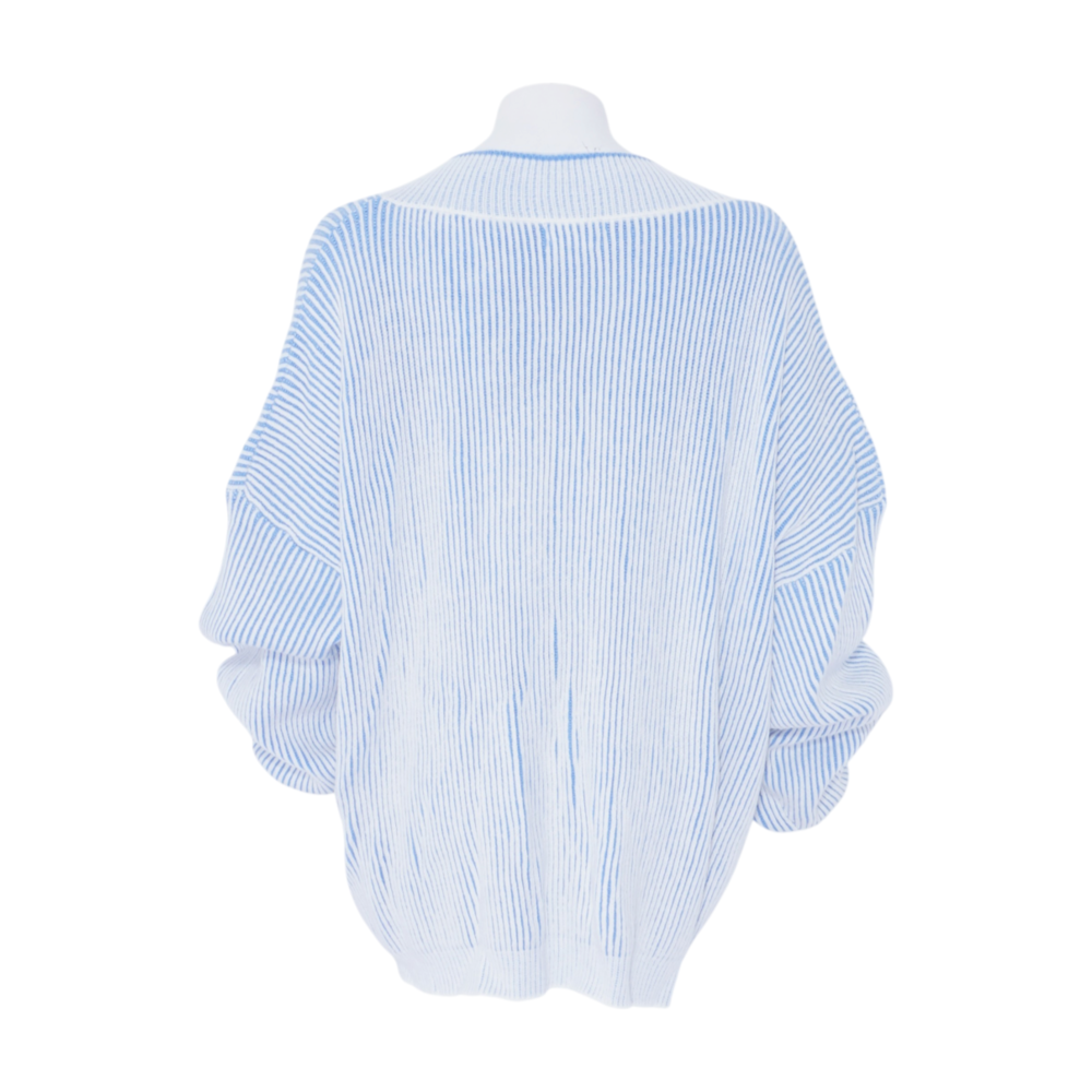 Blue Plus Size Striped Pullover Sweater