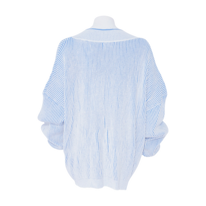 Blue Plus Size Striped Pullover Sweater
