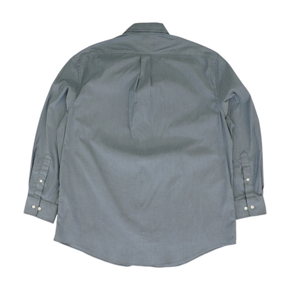 Blue Solid Long Sleeve Button Down