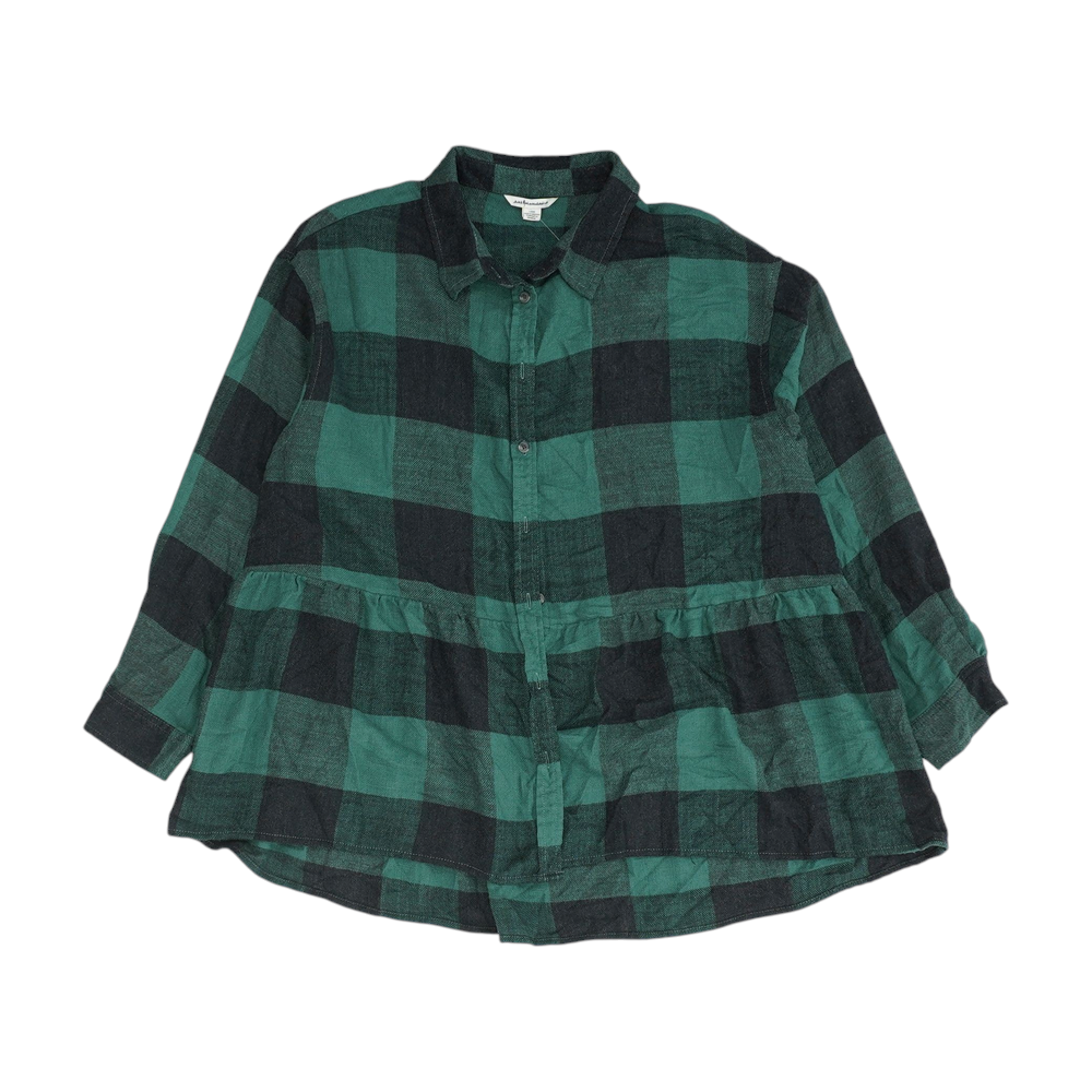 Green Check Flannel Button Down