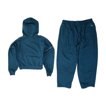 Blue Plus Size Solid Active Set