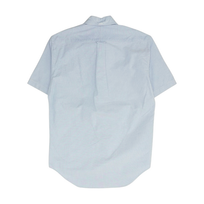 Blue Solid Short Sleeve Button Down