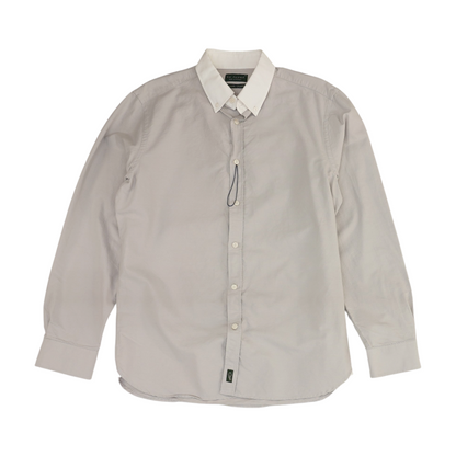 Gray Solid Long Sleeve Button Down