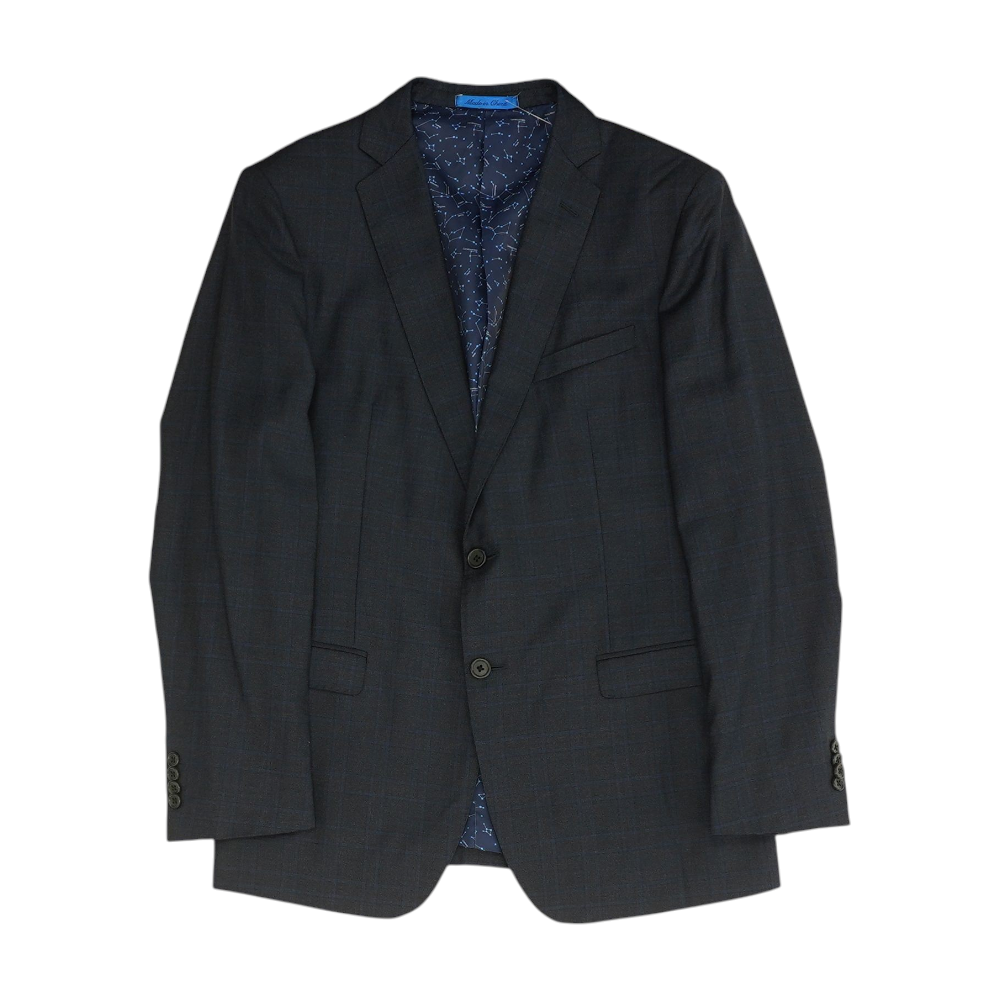 Navy Plaid Suit Jacket