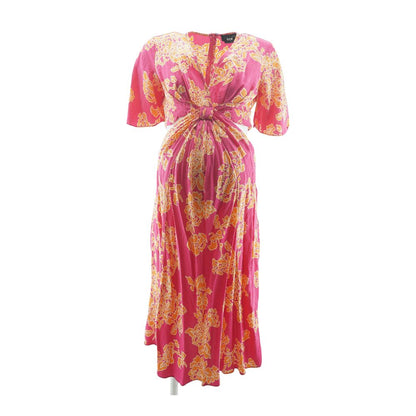 Pink Floral Midi Maternity Dress