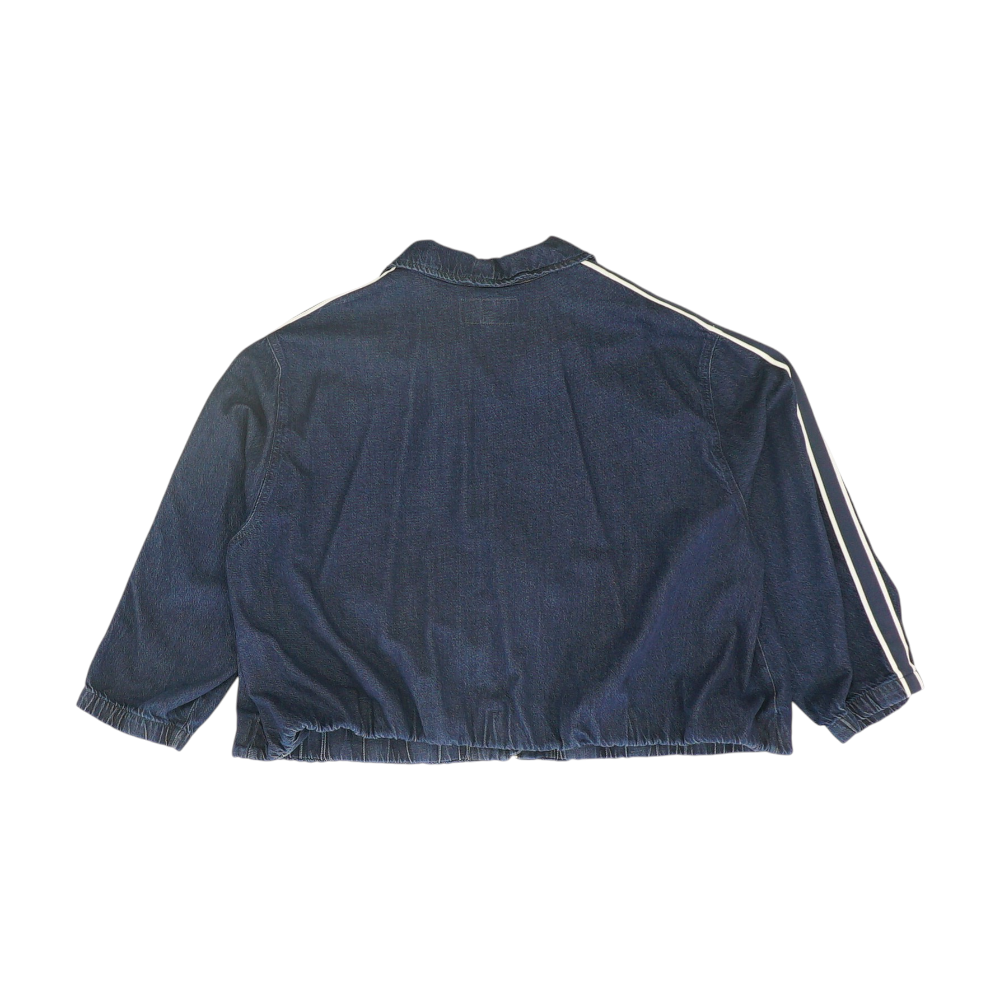 Blue Plus Size Solid Denim Jacket