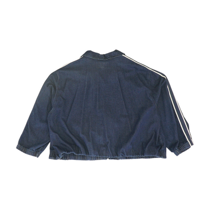 Blue Plus Size Solid Denim Jacket