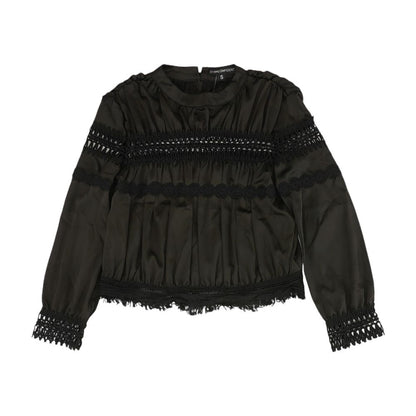 Black Solid Long Sleeve Blouse