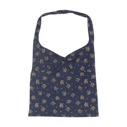 Blue Floral Cropped Blouse