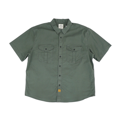 Gray Solid Short Sleeve Button Down