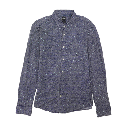 Navy Polka Dot Long Sleeve Button Down