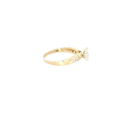1/3 Ct 14K Gold Marquise Diamond Solitaire With Bezel Set Diamond Accents Band