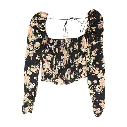 Black Floral Long Sleeve Blouse