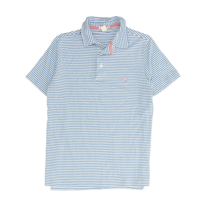 The Beaufort Bonnet Company Blue Striped Short Sleeve Polo – Image 1