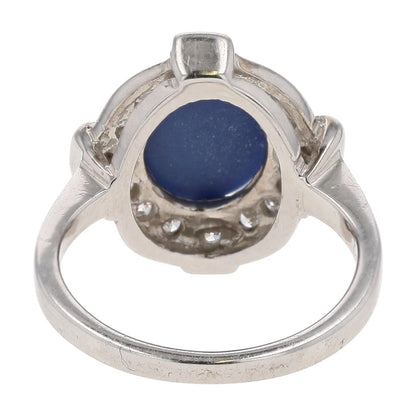 2 1/2 Ct 14K White Gold Synthetic Star Sapphire With Diamond Halo Cocktail Ring