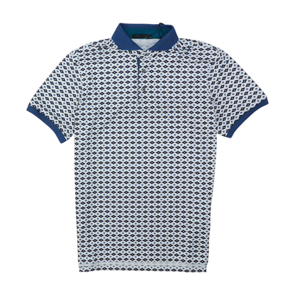 White Abstract Short Sleeve Polo