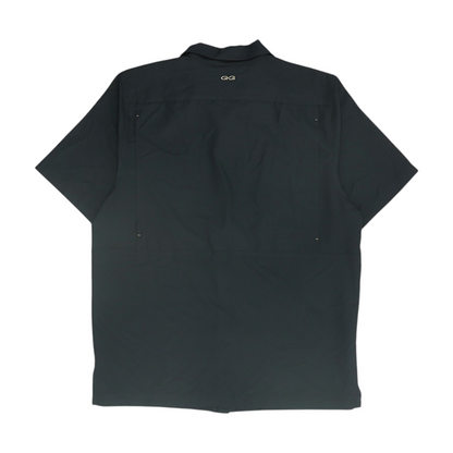 Black Solid Short Sleeve Button Down