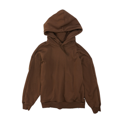Brown Solid Hoodie Pullover