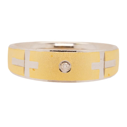 Two Tone Sterling Silver Crosses With Diamond Band