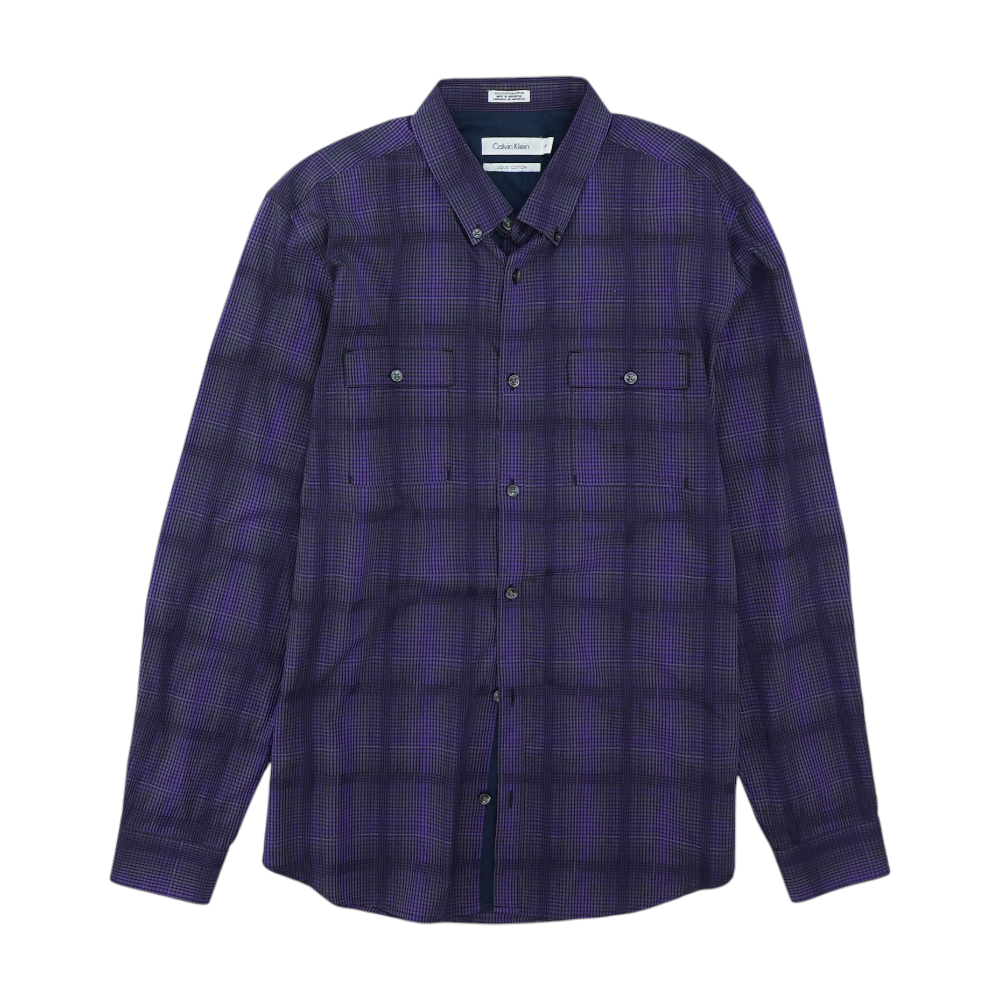 Purple Plaid Long Sleeve Button Down