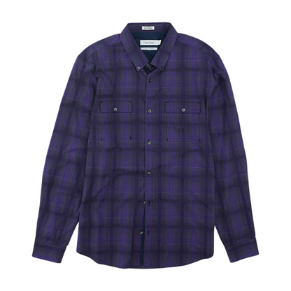 Purple Plaid Long Sleeve Button Down