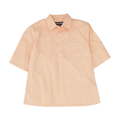 Orange Check Short Sleeve Button Down