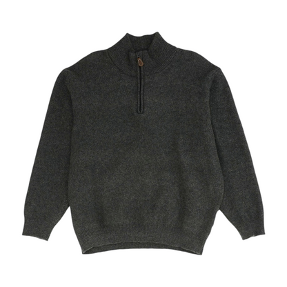 Gray Solid 1/4 Zip Sweater