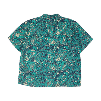 Green Graphic Short Sleeve Button Down