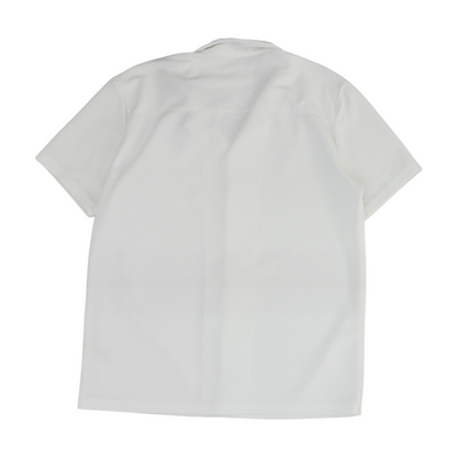 White Solid Short Sleeve Button Down