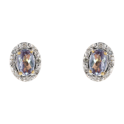 1 7/8 ctw 10K Yellow Gold Synthetic Alexandrite Stud Earrings
