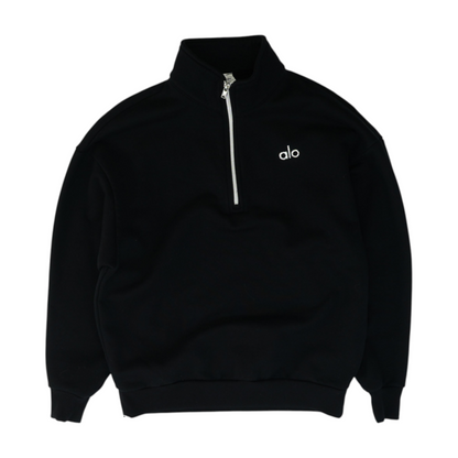 Black Solid 1/4 Zip Pullover