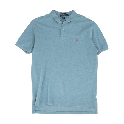Blue Solid Short Sleeve Polo