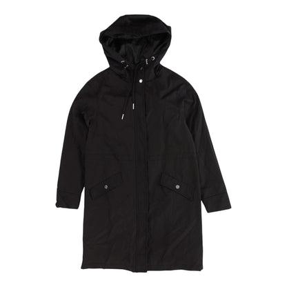 Black Solid Peacoat Coat